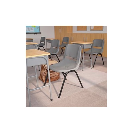 Global Industrial Ergonomic Shell Stack Chair, Gray, Plastic B1105813